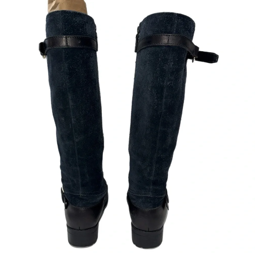 Cole Haan - Black Suede Waterproof Knee‑High Boots Buckle Detail - Size‎ 6.5